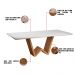 Mesa de Jantar Valentina 220x110 cm Off White com Base de Madeira Cinamomo - D'Rossi