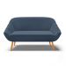 Namoradeira 02 Lugares Giovana Suede Azul Marinho Pés Palito Castanho - D'Rossi