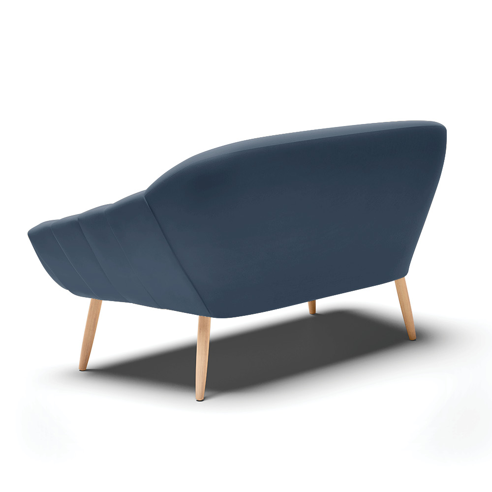 Namoradeira 02 Lugares Giovana Suede Azul Marinho Pés Palito Natural - D'Rossi