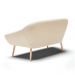 Namoradeira 02 Lugares Giovana Suede Bege Pés Palito Natural - D'Rossi