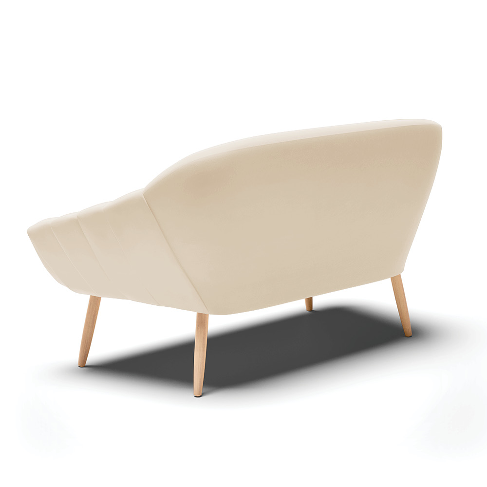 Namoradeira 02 Lugares Giovana Suede Bege Pés Palito Natural - D'Rossi
