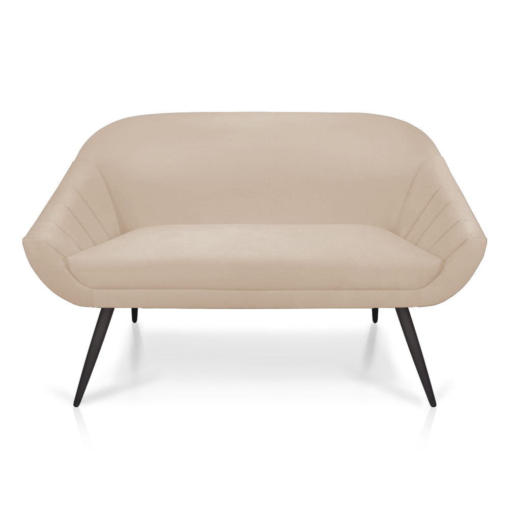 Namoradeira 02 Lugares Giovana Suede Bege Pés Palito de Ferro - D'Rossi