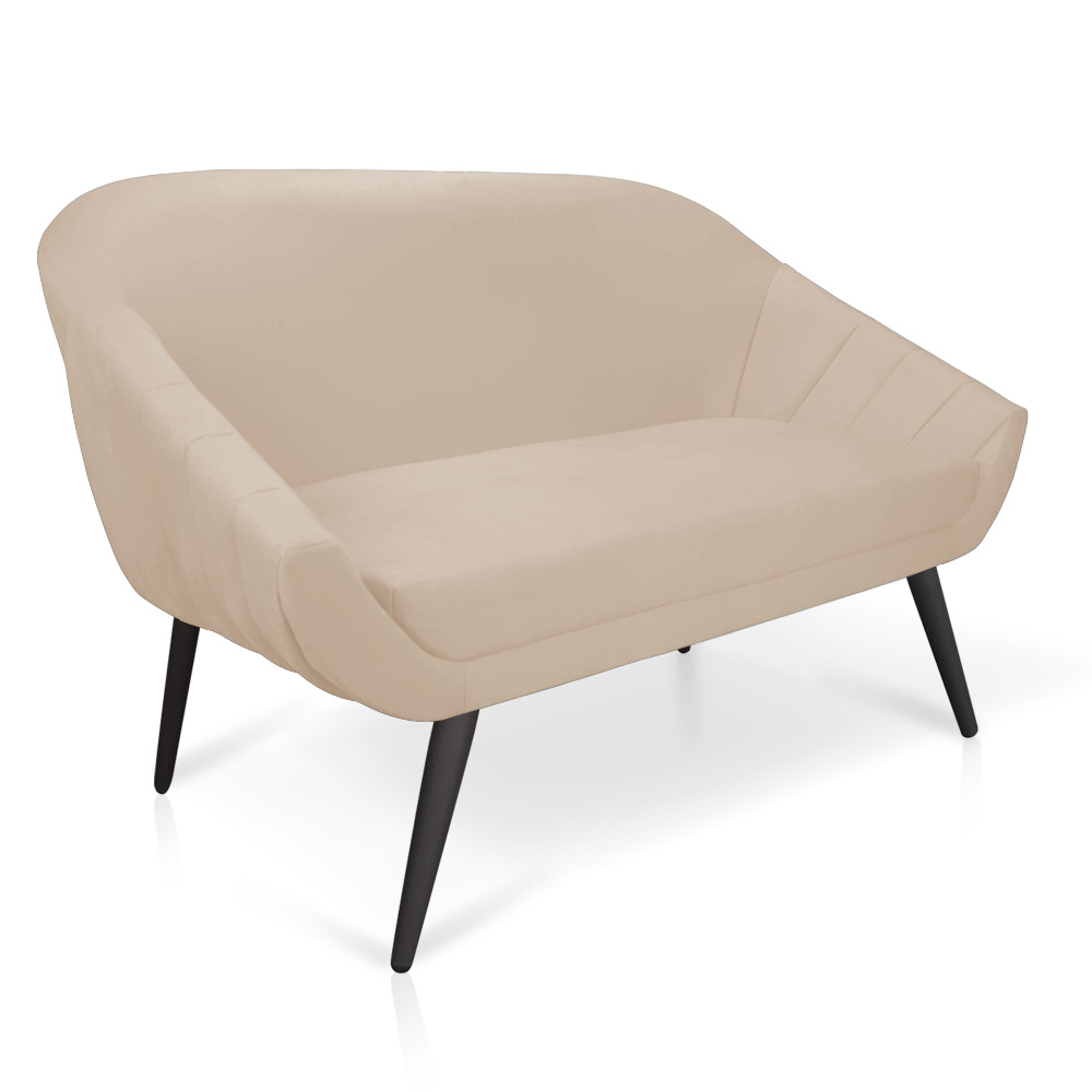 Namoradeira 02 Lugares Giovana Suede Bege Pés Palito de Ferro - D'Rossi
