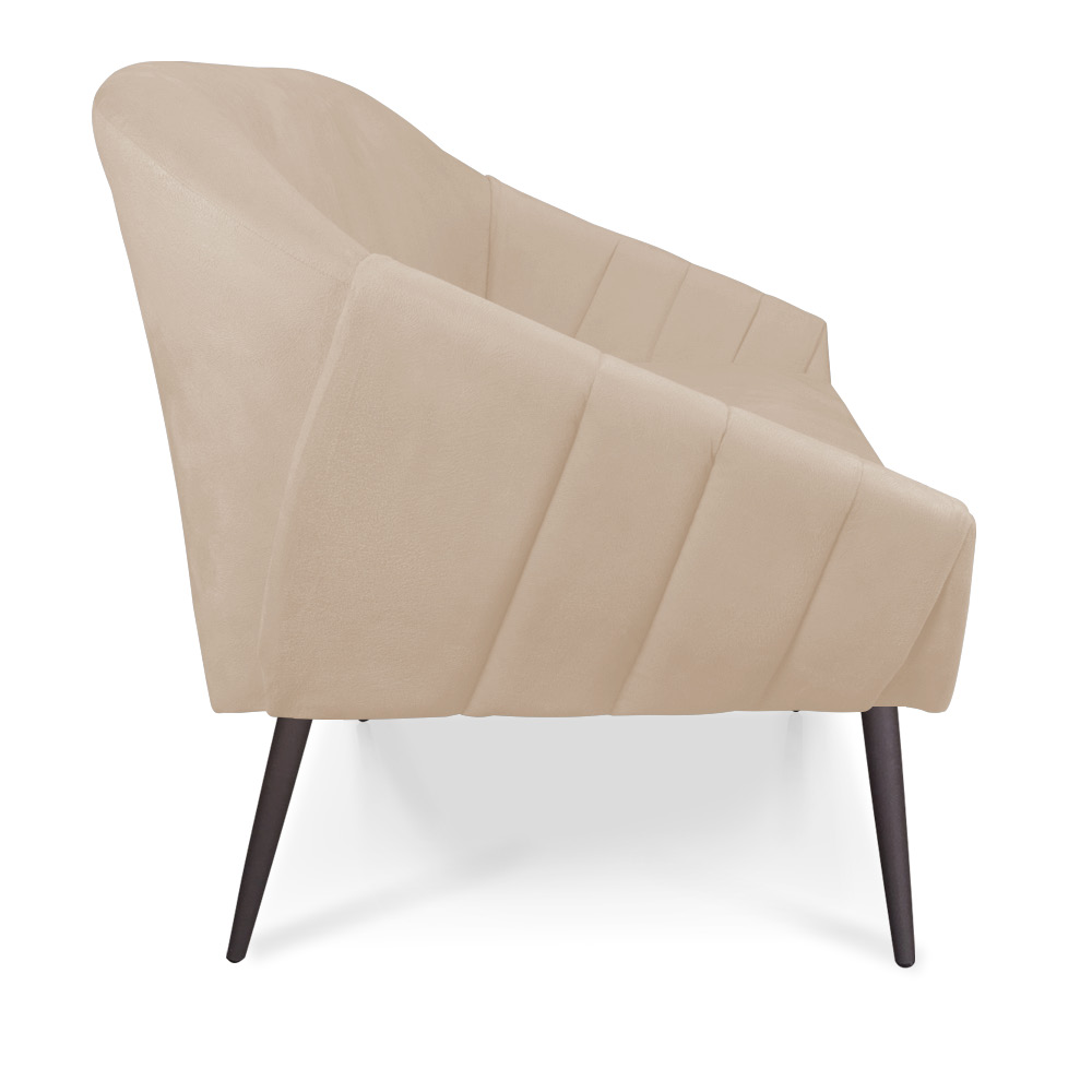 Namoradeira 02 Lugares Giovana Suede Bege Pés Palito de Ferro - D'Rossi