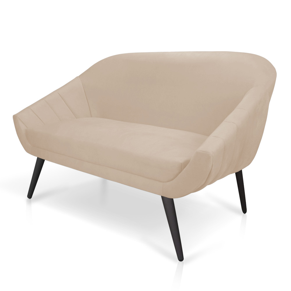 Namoradeira 02 Lugares Giovana Suede Bege Pés Palito de Ferro - D'Rossi