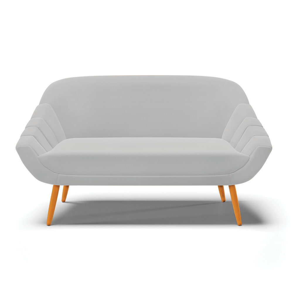 Namoradeira 02 Lugares Giovana Suede Cinza Pés Palito Castanho - D'Rossi
