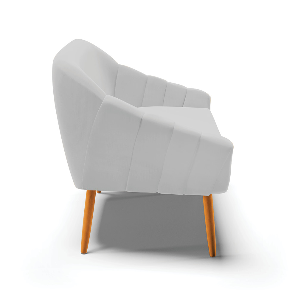 Namoradeira 02 Lugares Giovana Suede Cinza Pés Palito Castanho - D'Rossi