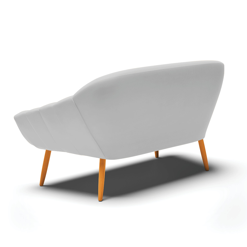 Namoradeira 02 Lugares Giovana Suede Cinza Pés Palito Castanho - D'Rossi
