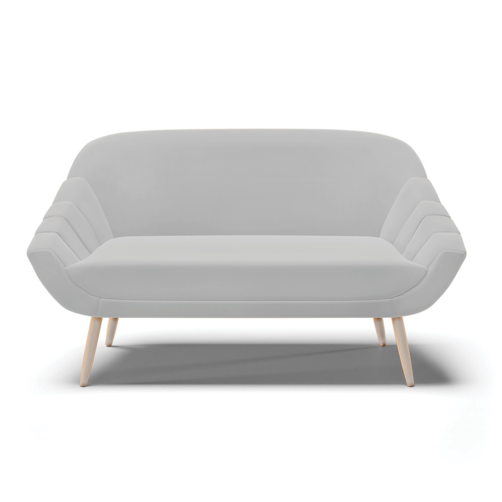 Namoradeira 02 Lugares Giovana Suede Cinza Pés Palito Natural - D'Rossi