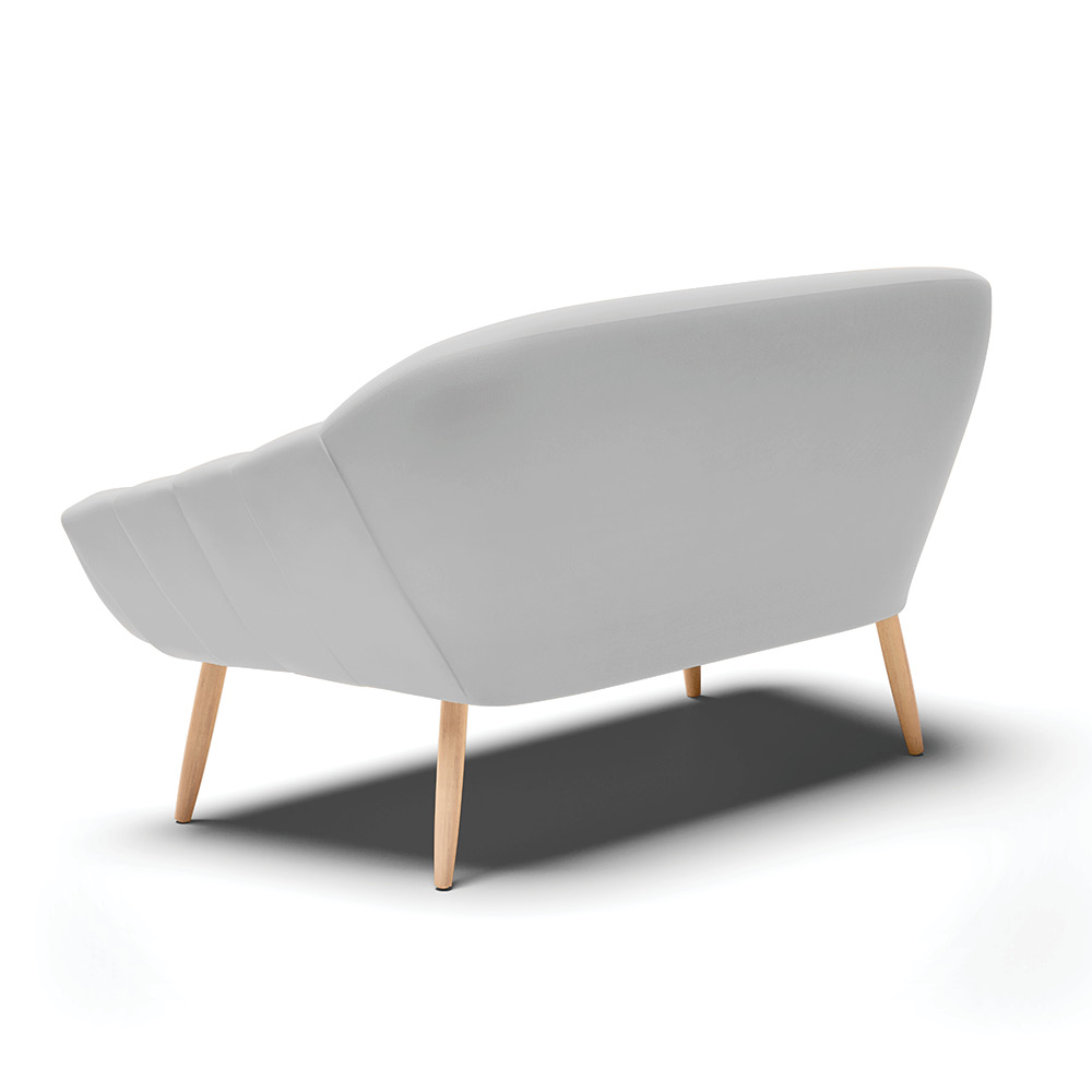 Namoradeira 02 Lugares Giovana Suede Cinza Pés Palito Natural - D'Rossi