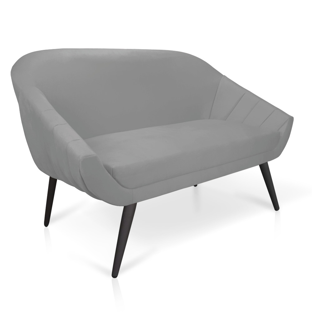 Namoradeira 02 Lugares Giovana Suede Cinza Pés Palito de Ferro - D'Rossi