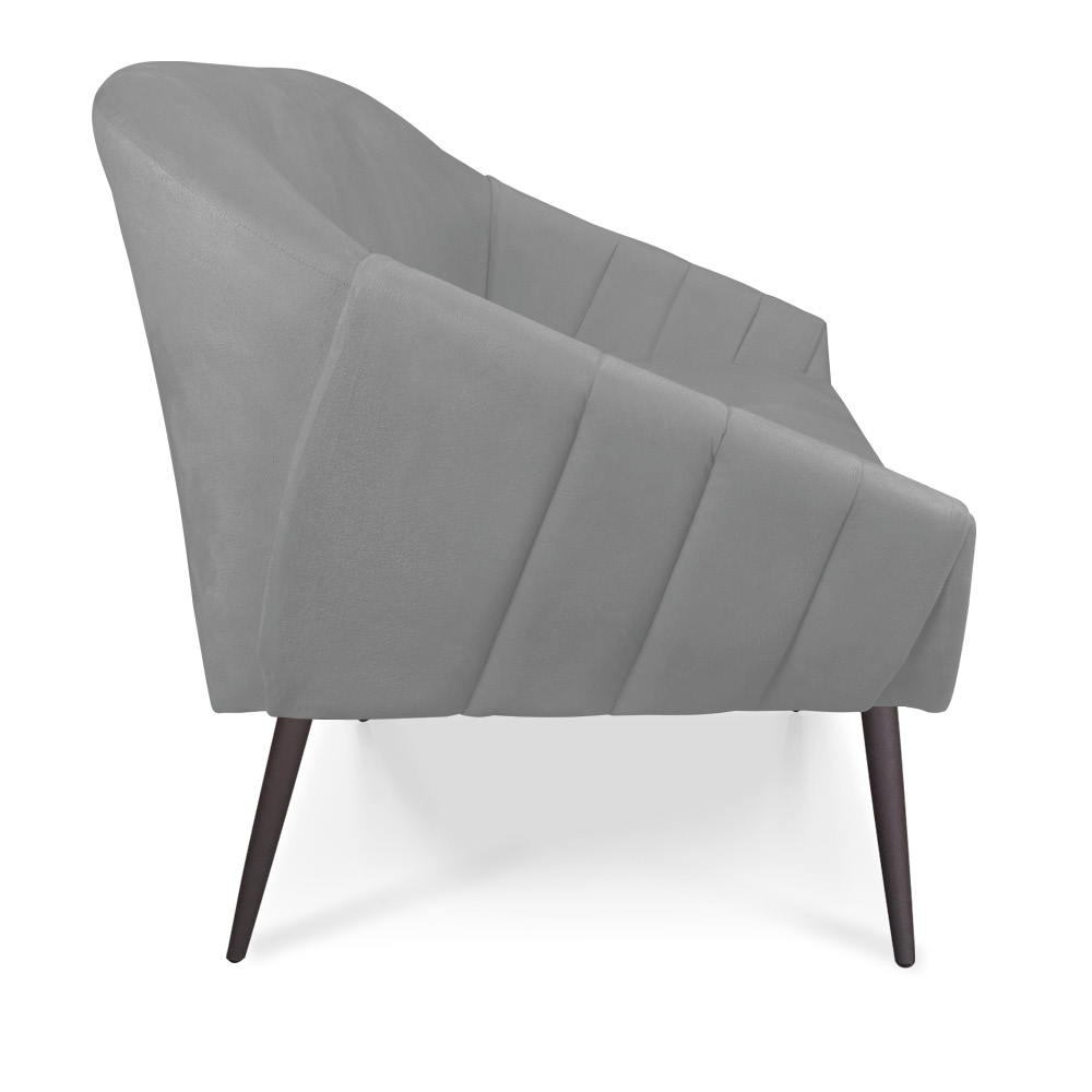 Namoradeira 02 Lugares Giovana Suede Cinza Pés Palito de Ferro - D'Rossi