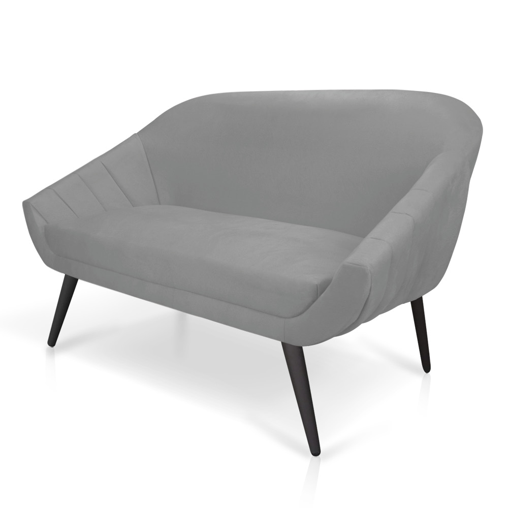 Namoradeira 02 Lugares Giovana Suede Cinza Pés Palito de Ferro - D'Rossi