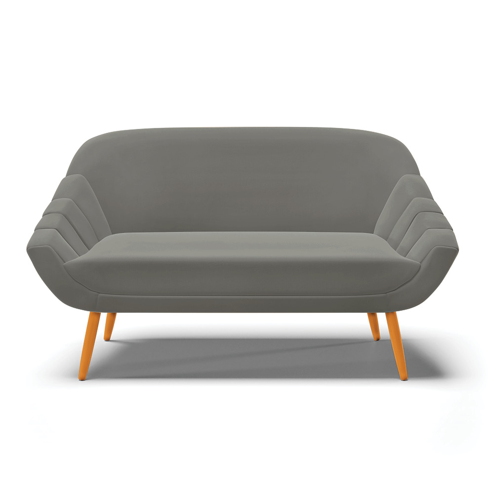 Namoradeira 02 Lugares Giovana Suede Grafite Pés Palito Castanho - D'Rossi