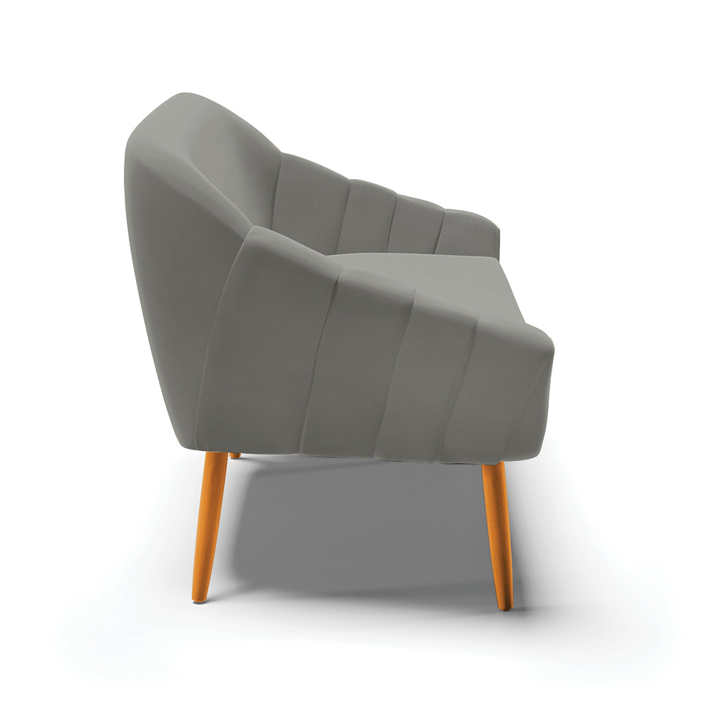 Namoradeira 02 Lugares Giovana Suede Grafite Pés Palito Castanho - D'Rossi