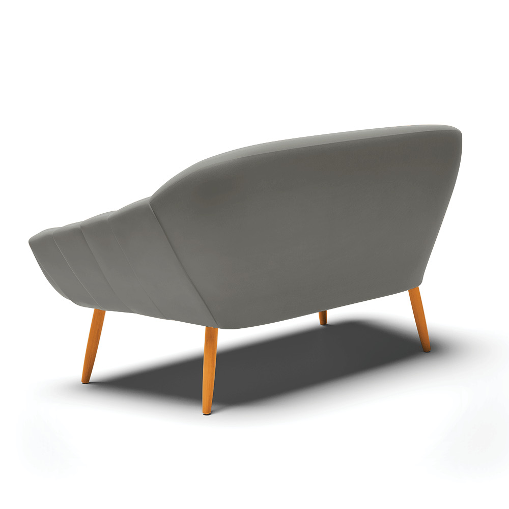 Namoradeira 02 Lugares Giovana Suede Grafite Pés Palito Castanho - D'Rossi