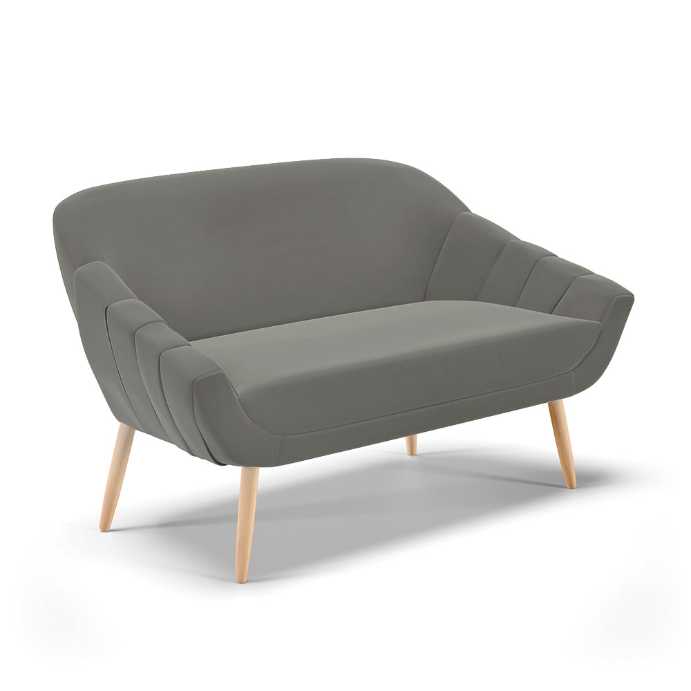 Namoradeira 02 Lugares Giovana Suede Grafite Pés Palito Natural - D'Rossi