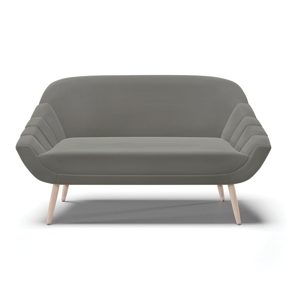 Namoradeira 02 Lugares Giovana Suede Grafite Pés Palito Natural - D'Rossi