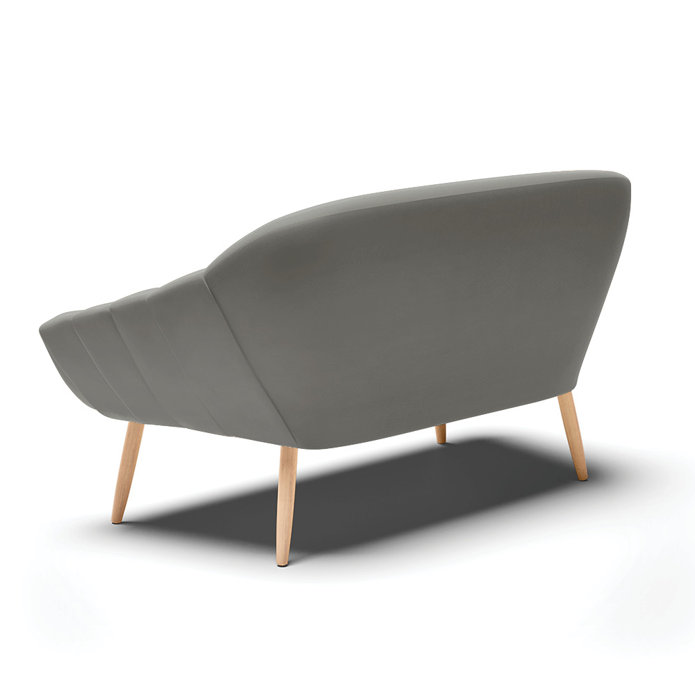 Namoradeira 02 Lugares Giovana Suede Grafite Pés Palito Natural - D'Rossi