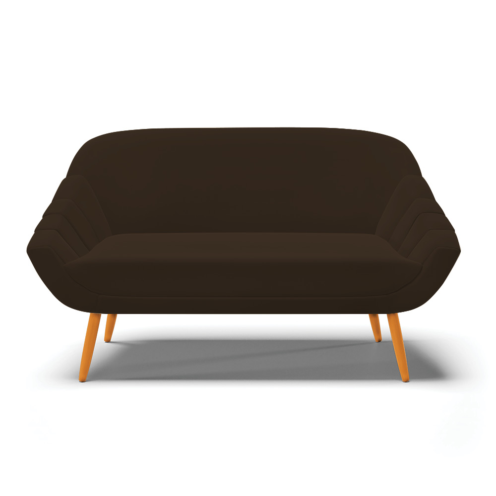Namoradeira 02 Lugares Giovana Suede Marrom Pés Palito Castanho - D'Rossi