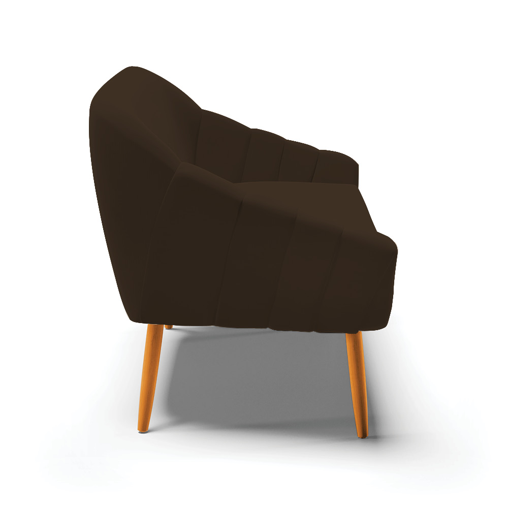 Namoradeira 02 Lugares Giovana Suede Marrom Pés Palito Castanho - D'Rossi