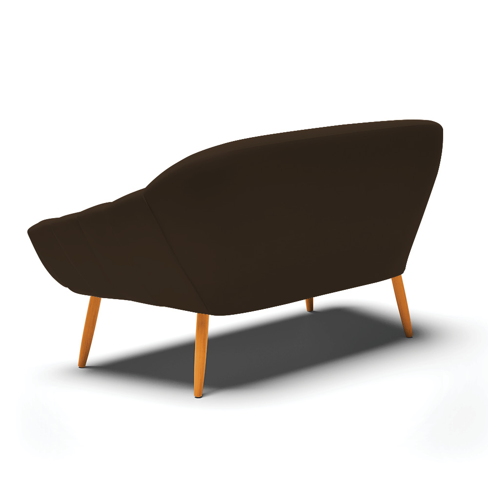 Namoradeira 02 Lugares Giovana Suede Marrom Pés Palito Castanho - D'Rossi