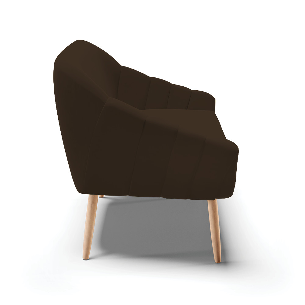 Namoradeira 02 Lugares Giovana Suede Marrom Pés Palito Natural - D'Rossi