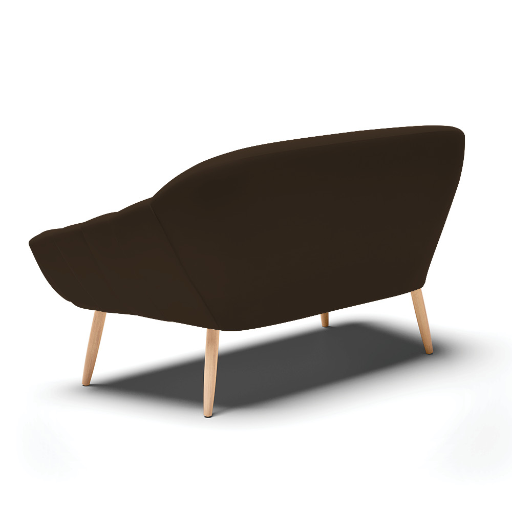 Namoradeira 02 Lugares Giovana Suede Marrom Pés Palito Natural - D'Rossi