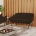 Namoradeira 02 Lugares Giovana Suede Marrom Pés Palito de Ferro - D'Rossi