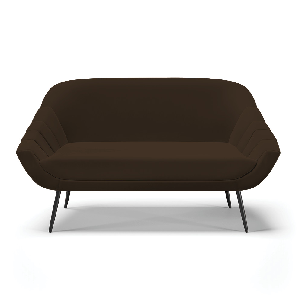 Namoradeira 02 Lugares Giovana Suede Marrom Pés Palito de Ferro - D'Rossi