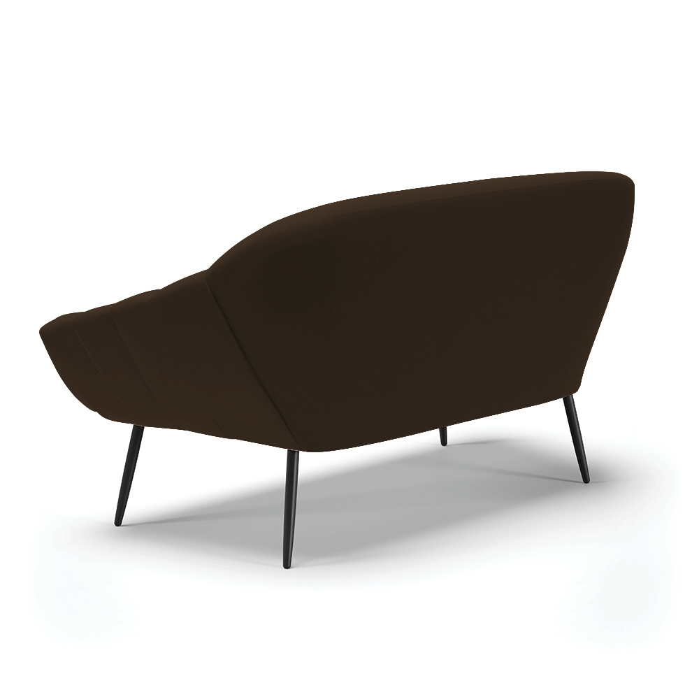 Namoradeira 02 Lugares Giovana Suede Marrom Pés Palito de Ferro - D'Rossi