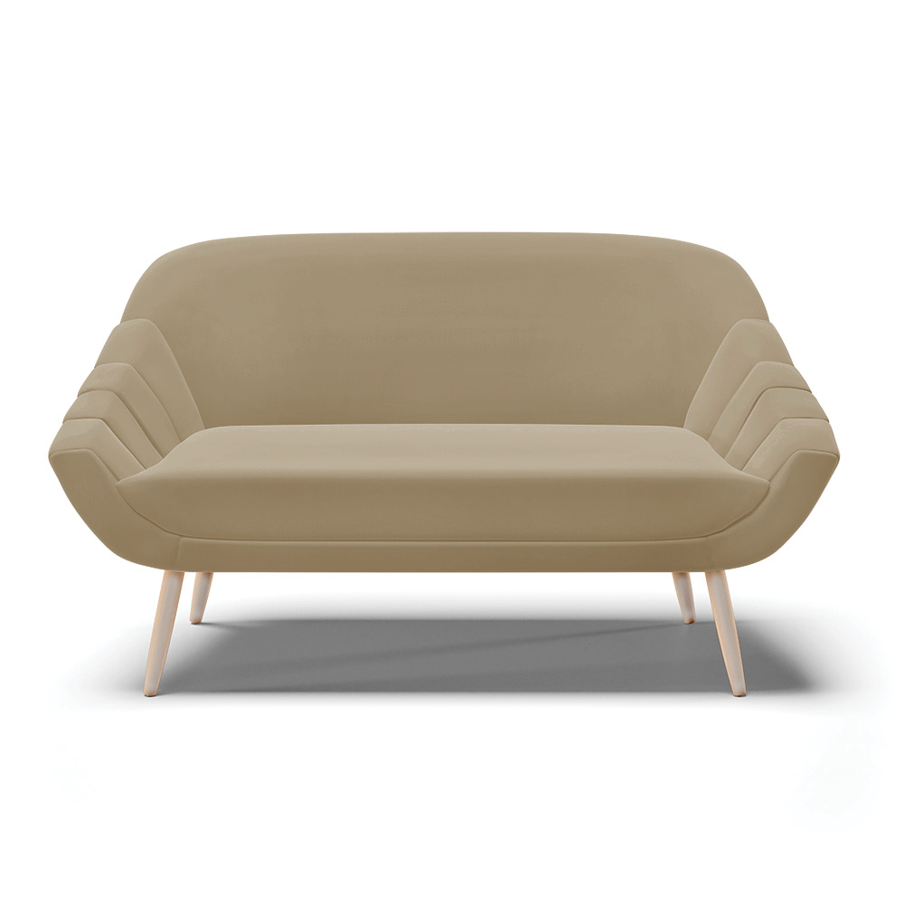 Namoradeira 02 Lugares Giovana Suede Marrom Rato Pés Palito Natural - D'Rossi