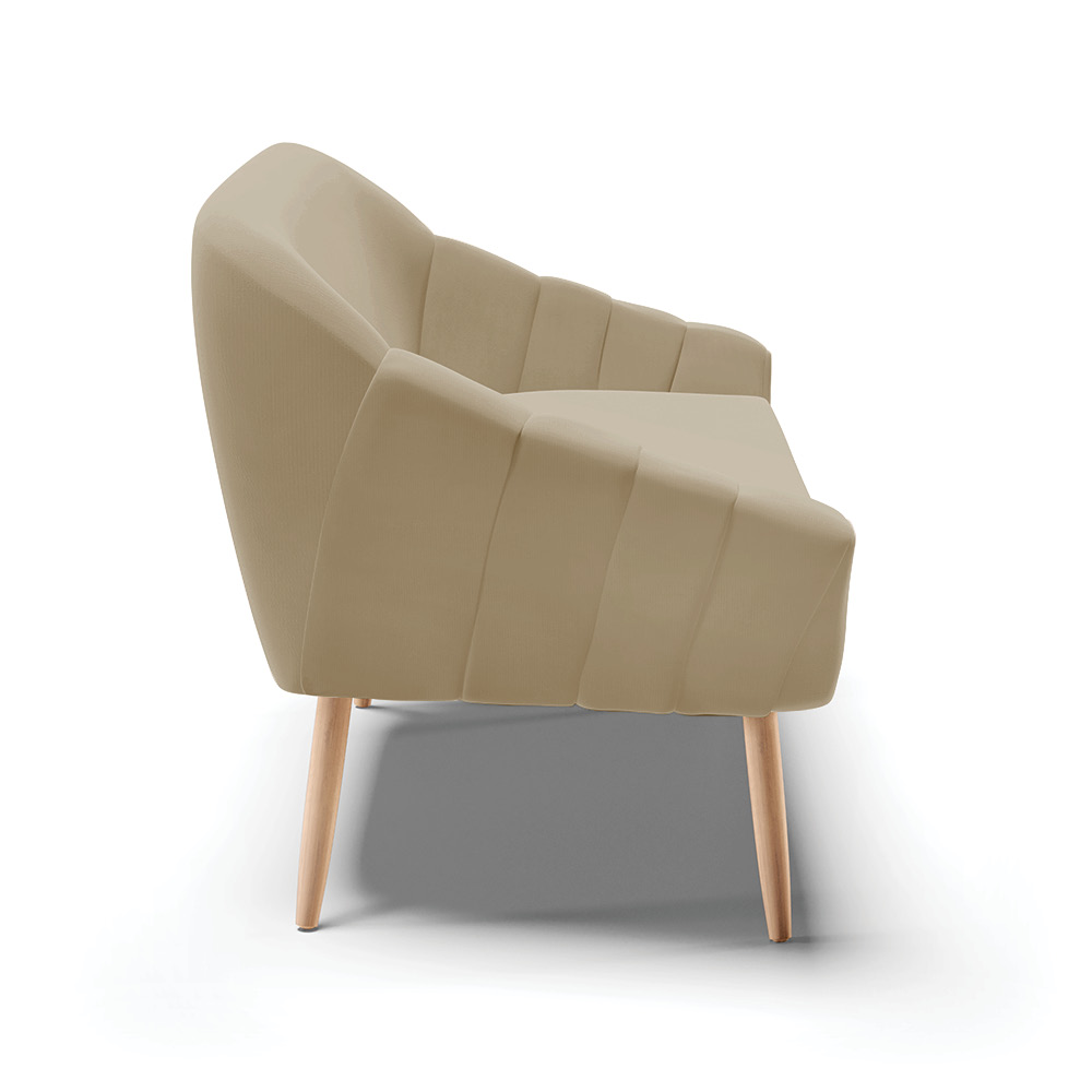 Namoradeira 02 Lugares Giovana Suede Marrom Rato Pés Palito Natural - D'Rossi