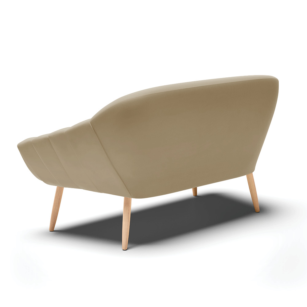 Namoradeira 02 Lugares Giovana Suede Marrom Rato Pés Palito Natural - D'Rossi