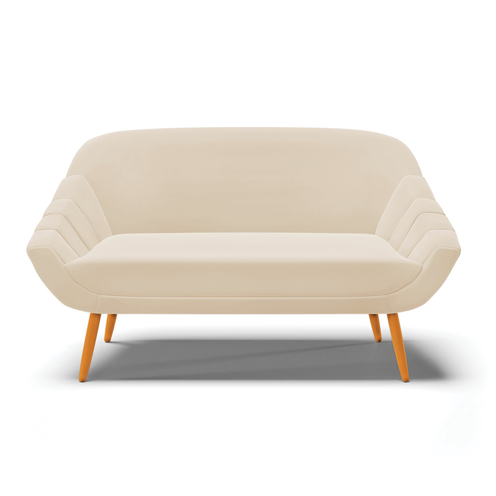 Namoradeira 02 Lugares Giovana Suede Pés Palito Castanho - D'Rossi