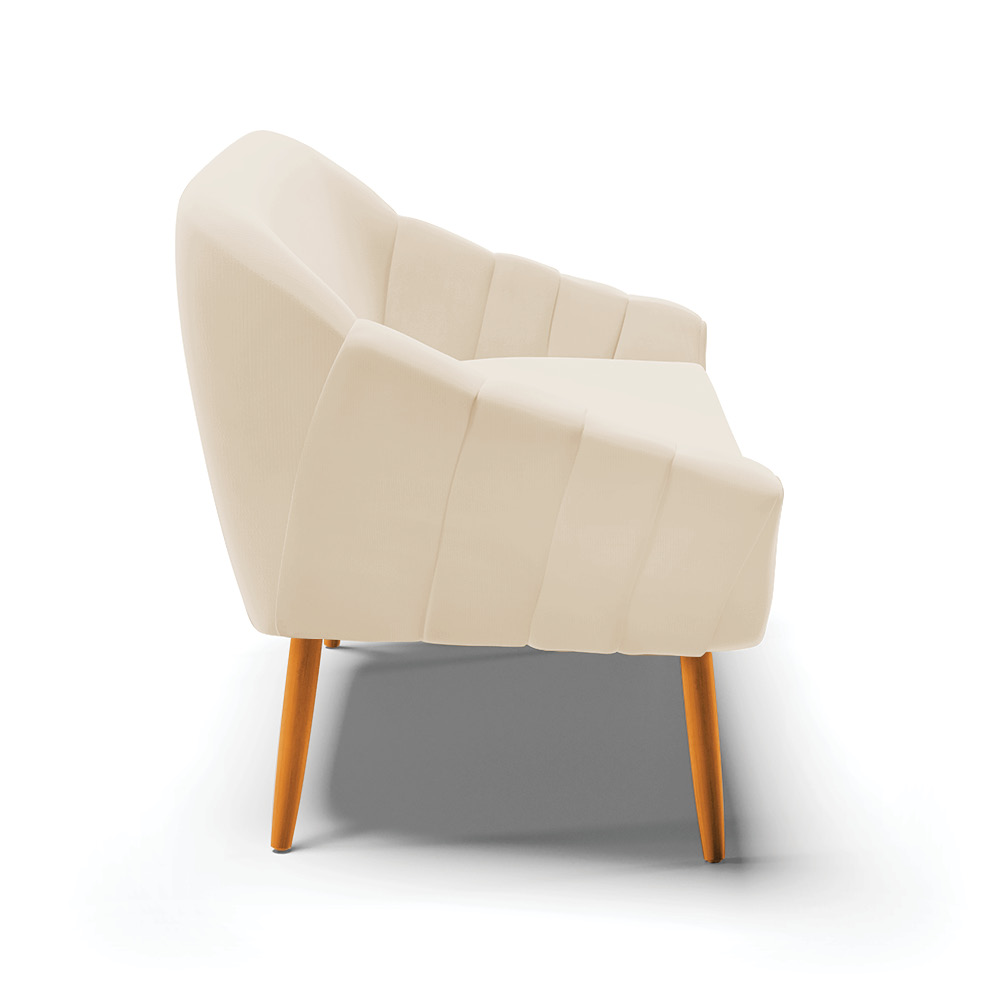 Namoradeira 02 Lugares Giovana Suede Pés Palito Castanho - D'Rossi