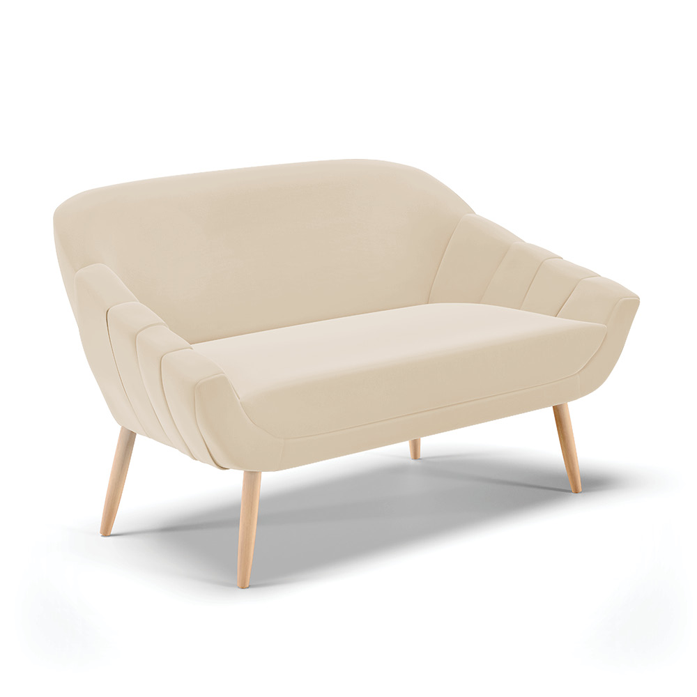 Namoradeira 02 Lugares Giovana Suede Pés Palito Natural - D'Rossi