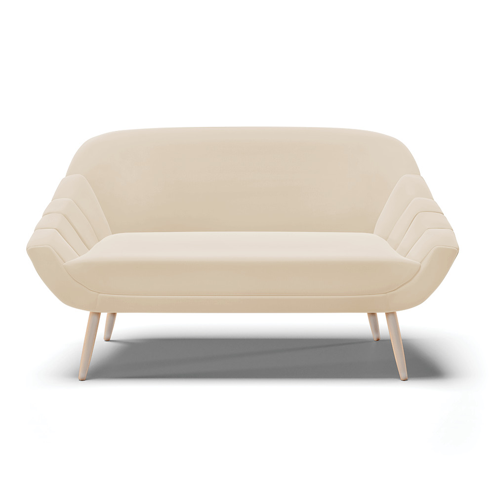 Namoradeira 02 Lugares Giovana Suede Pés Palito Natural - D'Rossi