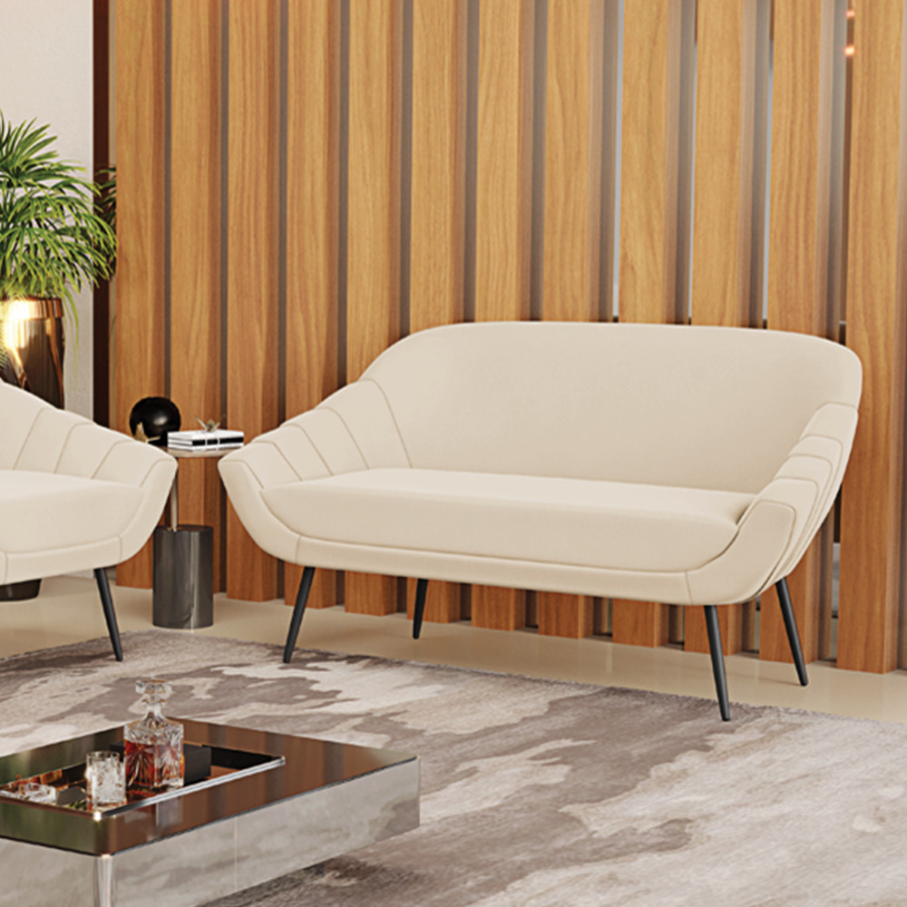 Namoradeira 02 Lugares Giovana Suede Pés Palito de Ferro - D'Rossi