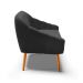 Namoradeira 02 Lugares Giovana Suede Preto Pés Palito Castanho - D'Rossi