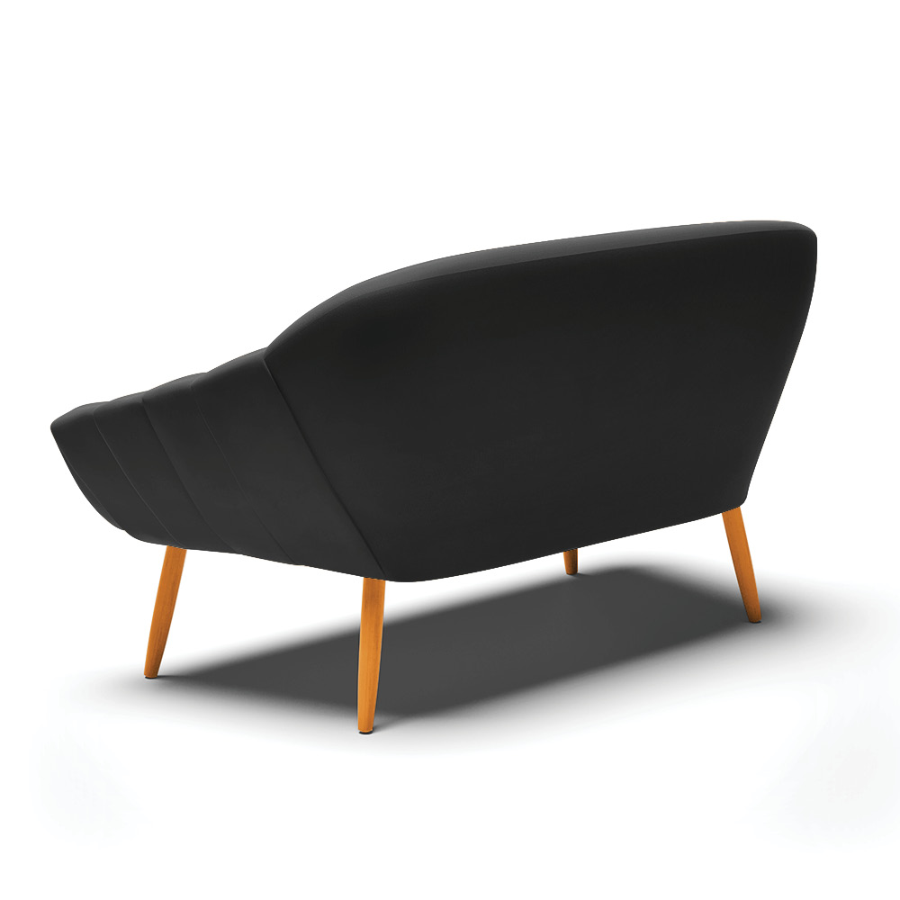 Namoradeira 02 Lugares Giovana Suede Preto Pés Palito Castanho - D'Rossi