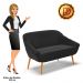 Namoradeira 02 Lugares Giovana Suede Preto Pés Palito Castanho - D'Rossi