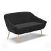 Namoradeira 02 Lugares Giovana Suede Preto Pés Palito Natural - D'Rossi