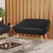 Namoradeira 02 Lugares Giovana Suede Preto Pés Palito Natural - D'Rossi