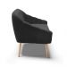 Namoradeira 02 Lugares Giovana Suede Preto Pés Palito Natural - D'Rossi