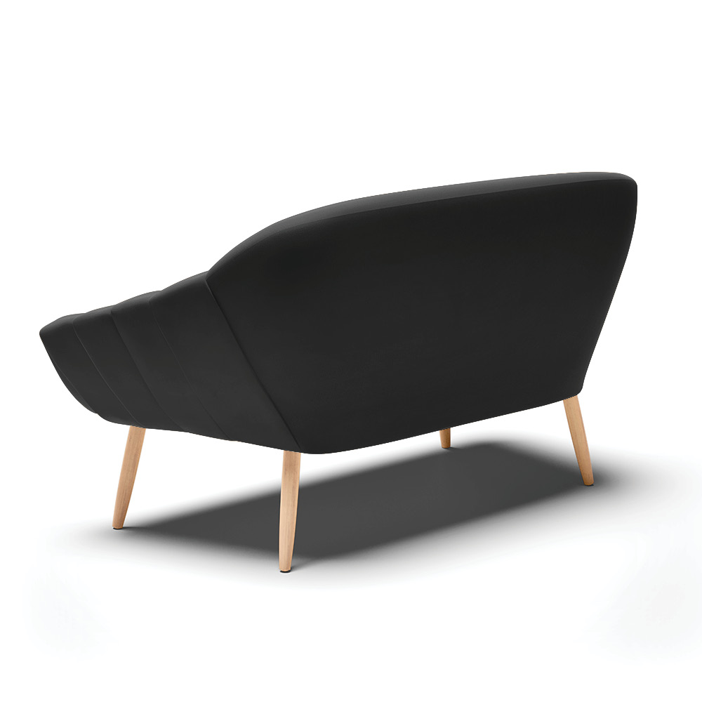 Namoradeira 02 Lugares Giovana Suede Preto Pés Palito Natural - D'Rossi
