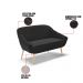 Namoradeira 02 Lugares Giovana Suede Preto Pés Palito Natural - D'Rossi