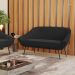 Namoradeira 02 Lugares Giovana Suede Preto Pés Palito de Ferro - D'Rossi