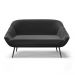 Namoradeira 02 Lugares Giovana Suede Preto Pés Palito de Ferro - D'Rossi