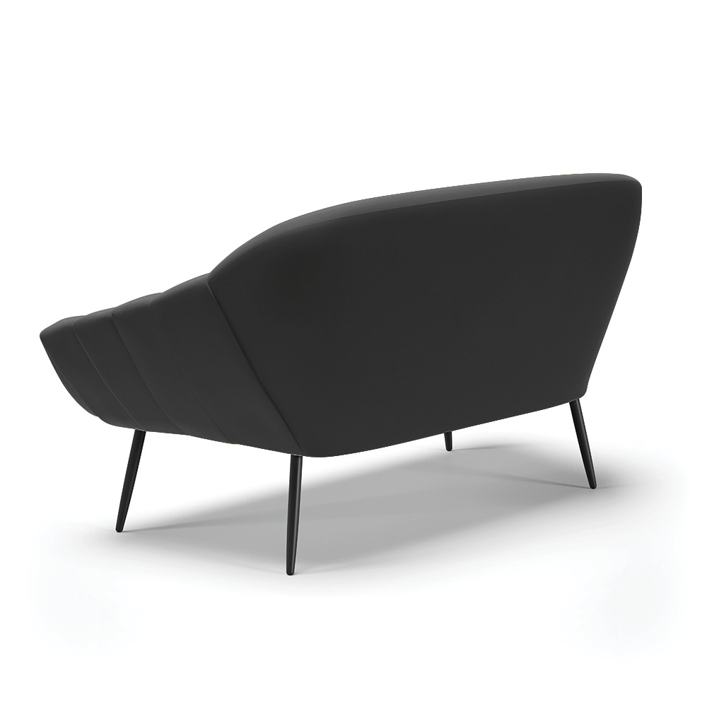 Namoradeira 02 Lugares Giovana Suede Preto Pés Palito de Ferro - D'Rossi